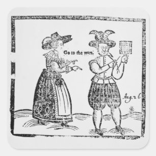 Go to the Wars, illustration from a pamphlet showi Square Sticker