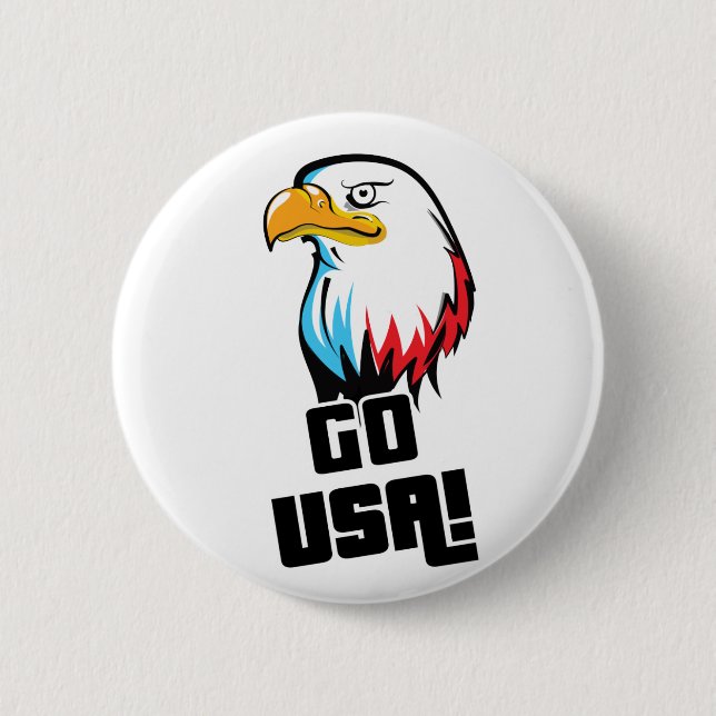 Go USA! american Eagle 6 Cm Round Badge (Front)