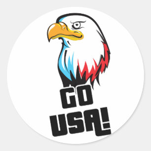 Go USA! american Eagle Classic Round Sticker