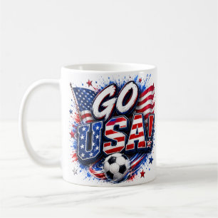 Go USA Patriotic Soccer Fan Mug American Fla