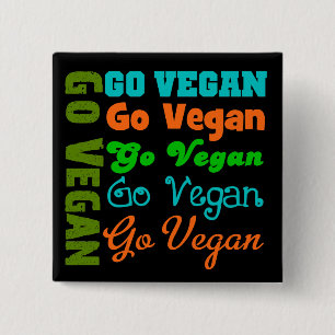 Go VEGAN 15 Cm Square Badge