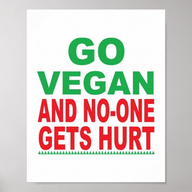 Go Vegan And No-One Gets Hurt, Vegan Poster (Front)