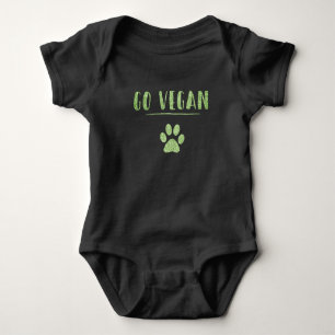 Go Vegan Animal Paw Faux Green Glitter Typography Baby Bodysuit