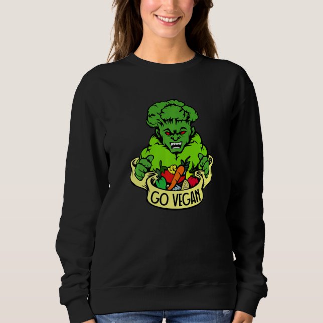 Go Vegan Broccoli Weightlifting Gym Strengthsport  Sweatshirt (Front)