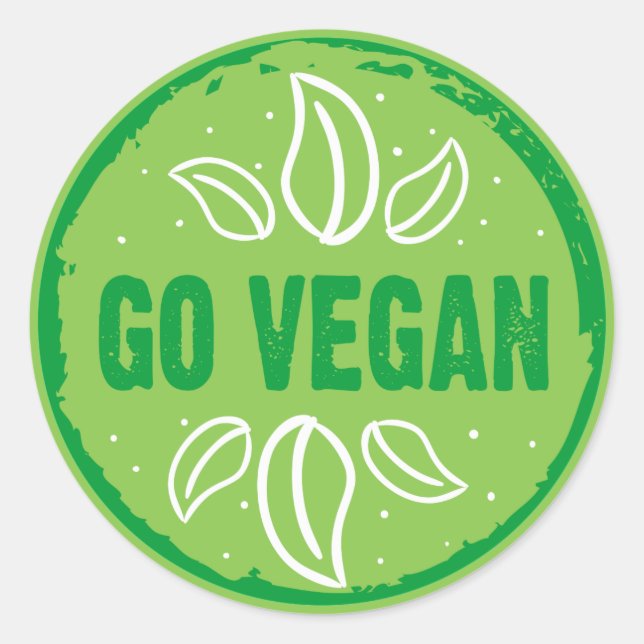 Go Vegan Classic Round Sticker (Front)