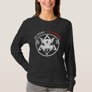 Go Vegan Eat Humans  Satanic Vegan Pig T-Shirt