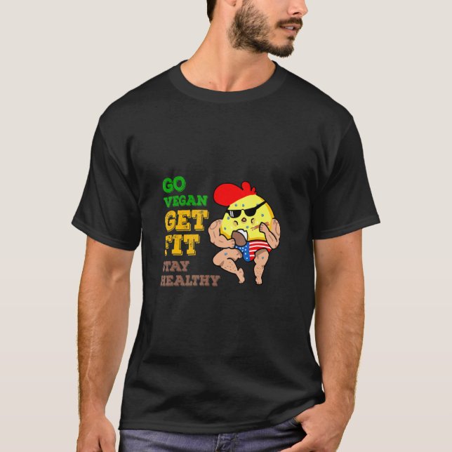 Go Vegan Get Fits Buff Kool Chicken Workout T-Shirt (Front)