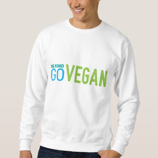go vegan  Mens white Sweatshirt (Front)