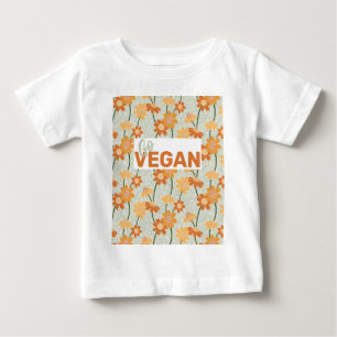 Go Vegan! Pretty retro muted 1970s flowers Baby T-Shirt