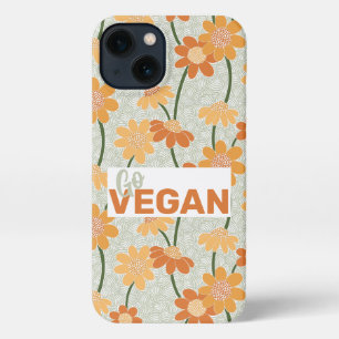 Go vegan! Pretty retro muted 1970s flowers iPhone 13 Case