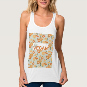 Go Vegan! Pretty retro muted 1970s flowers Singlet