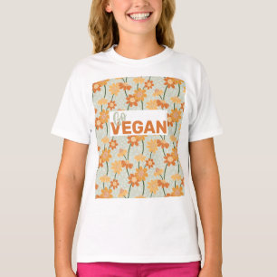 Go Vegan! Pretty retro muted 1970s flowers T-Shirt