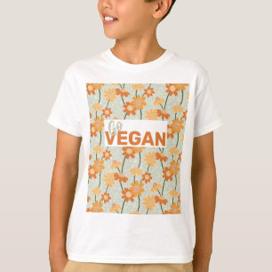 Go Vegan! Pretty retro muted 1970s flowers T-Shirt