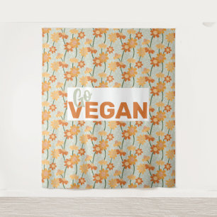 Go Vegan! Pretty retro muted 1970s flowers Tapestry