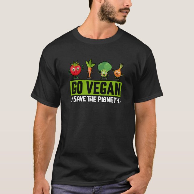 Go Vegan Save the Planet Saying T-Shirt (Front)