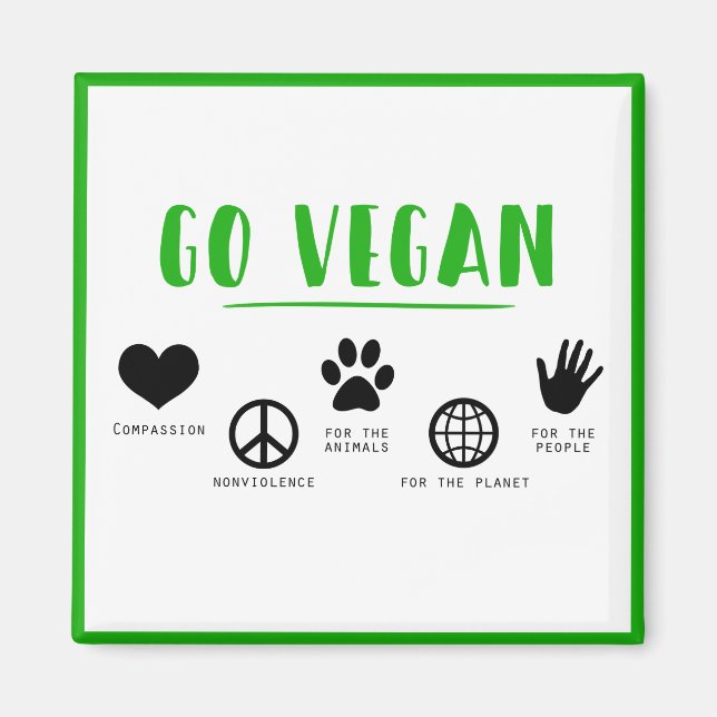Go Vegan Slogan Quote People, Planet, Animal Magnet (Front)
