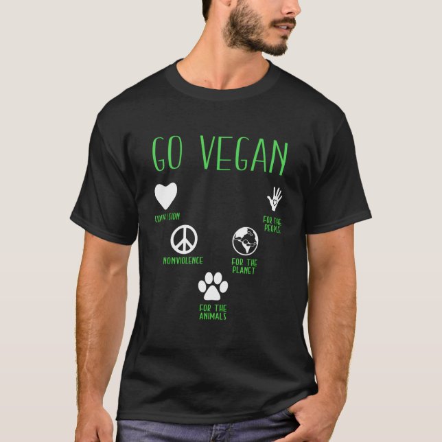 Go Vegan Tshirt Peace Vegan (Front)