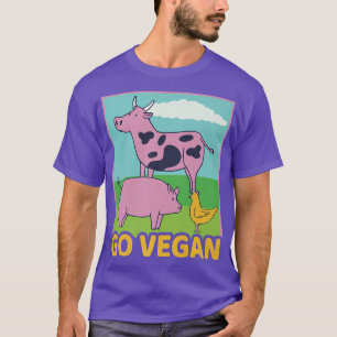 Go Vegan Vegan Cow Pig Chicken Vegetarian Nature  T-Shirt