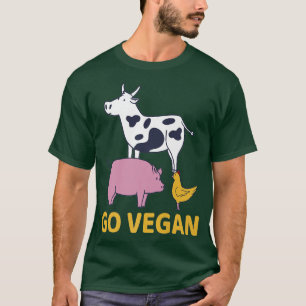 Go Vegan Vegan Cow Pig Chicken Vegetarian Nature T-Shirt