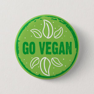 Go Vegan, vegan, veggie, vegetarian, 6 Cm Round Badge