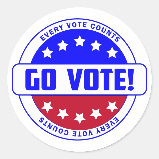 "GO VOTE! Every Vote Counts - Motivational  Classic Round Sticker (Front)