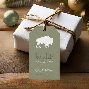 Go Wild Buffalo Adventures Pattern White ID602 Gift Tags