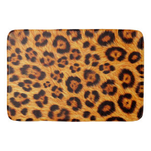 Go Wild Leopard Print Gold Orange Amber Fur Look Bath Mat