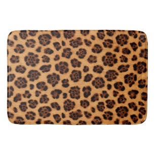 Go Wild Leopard Print Gold Tan Orange Fur Look Bath Mat