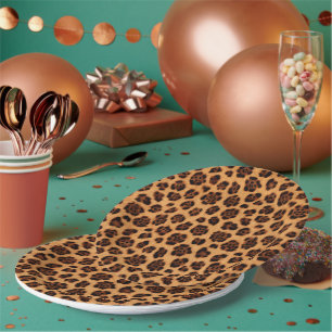 Go Wild Leopard Print Gold Tan Orange Fur Look Paper Plate
