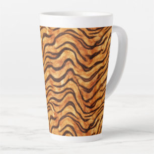 Go Wild Wavy Tiger Stripes Orange Dark Brown Latte Mug