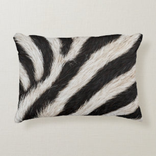 Go Wild Zebra Stripe Black White Faux Fur Look Decorative Cushion