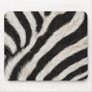 Go Wild Zebra Stripe Black White Faux Fur Look Mouse Pad