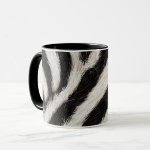 Go Wild Zebra Stripe Black White Faux Fur Look Mug