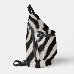 Go Wild Zebra Stripe Black White Faux Fur Look  Sling Bag