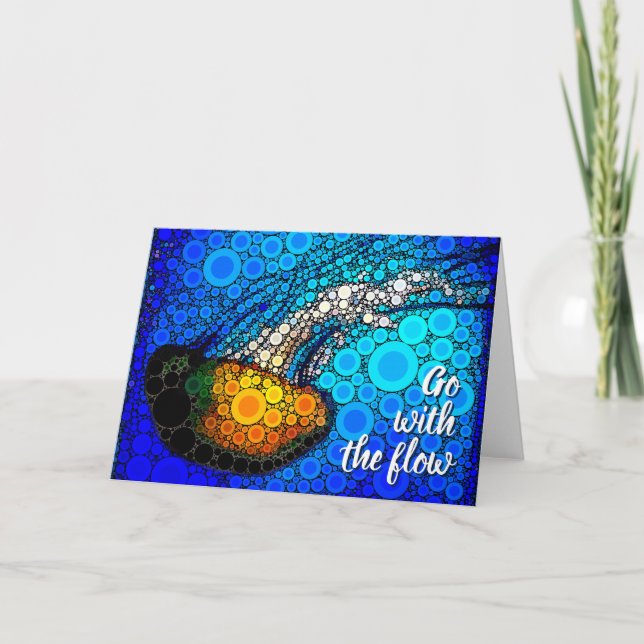 Go with the Flow Fun Ocean Jellyfish Modern Script Card (Front)