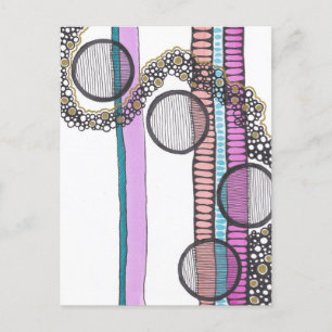 Go with the flow, girly abstract watercolour,  postcard