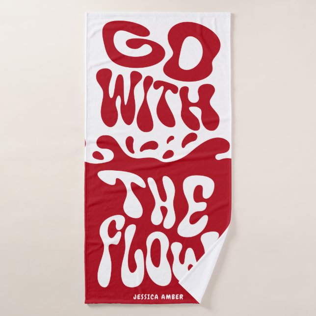 Go with The Flow Red White Funny Period Blood Bath Towel (Bath Towel)