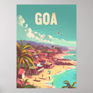 Goa India Coastal Retro Art Travel Poster