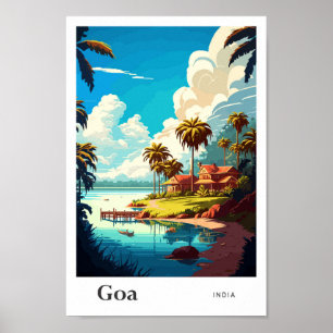 Goa India Vintage Travel Illustration Poster