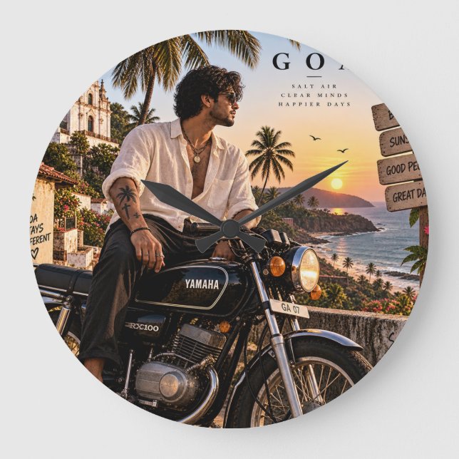 Goa • Salt Air Clear Minds Happier Days • Same Roa Large Clock (Front)
