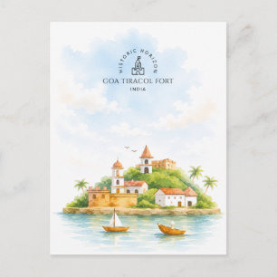 Goa Tiracol Fort, India Architecture Landscape Postcard