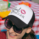 Goal Digger Trucker Hat<br><div class="desc">Cute trucker hat design features "goal digger" in black lettering with a vibrant fuchsia pink lips illustration. Makes a great gift for independent lip colour distributors,  downlines and makeup artists!</div>
