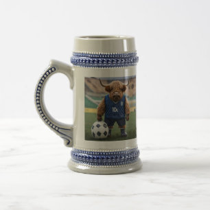 "Goal-Getter: A Highland Cow Dressed for Soccer"  Beer Stein