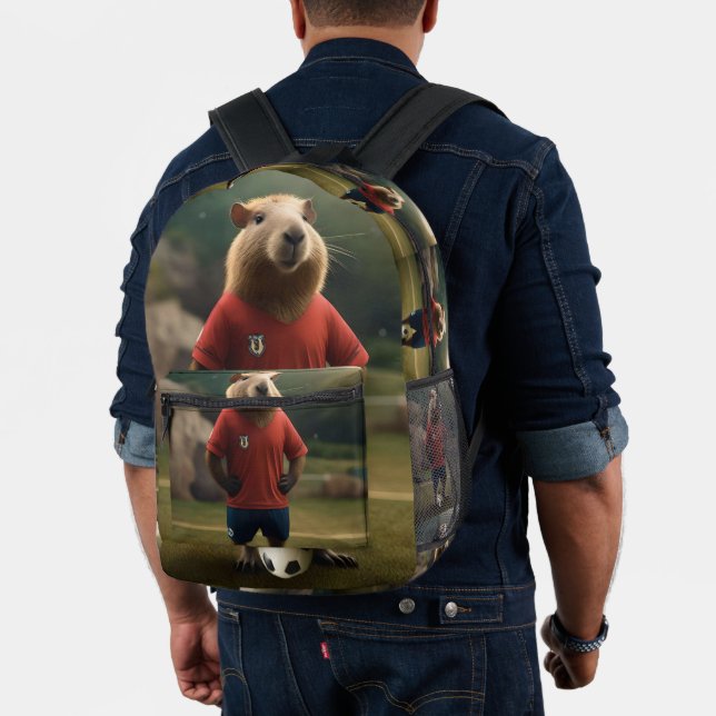 "Goal Getter: The Soccer Star Capybara" Printed Backpack (Insitu (Model))