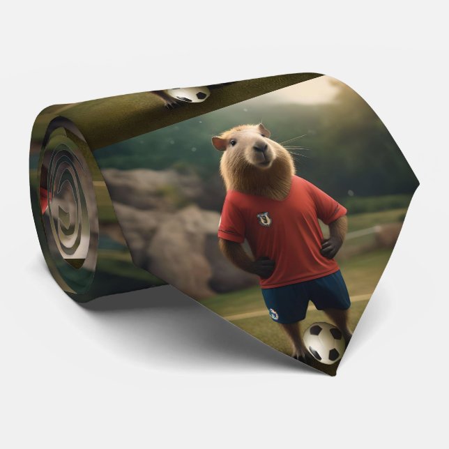 "Goal Getter: The Soccer Star Capybara" Tie (Rolled)