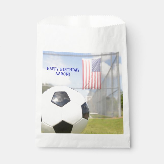 Goal Post Black and White Soccer Ball Sports  Favour Bags (Front)