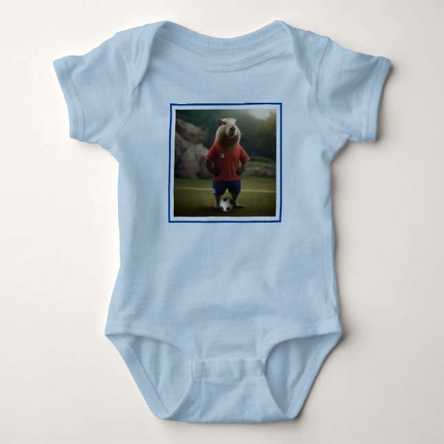 "Goal-Scoring Capybara: The Ultimate Soccer Star!" Baby Bodysuit (Front)