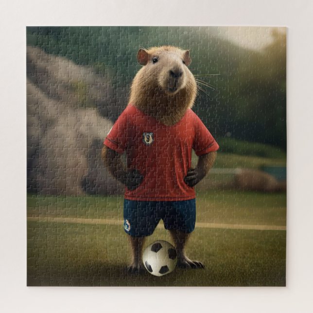 "Goal-Scoring Capybara: The Ultimate Soccer Star!" Jigsaw Puzzle (Vertical)