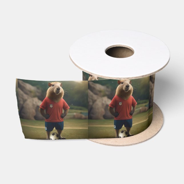 "Goal-Scoring Capybara: The Ultimate Soccer Star!" Satin Ribbon (Spool)