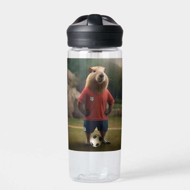 "Goal-Scoring Capybara: The Ultimate Soccer Star!" Water Bottle (Front)